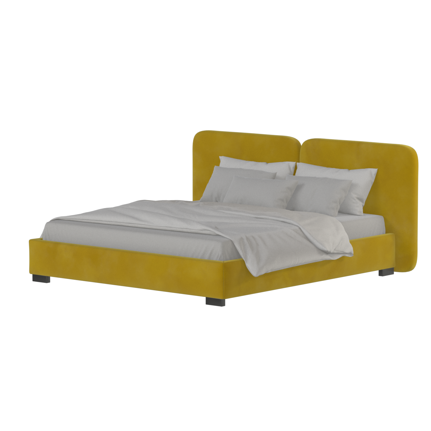 Lit double rembourré Chloé en tissu tissé doux