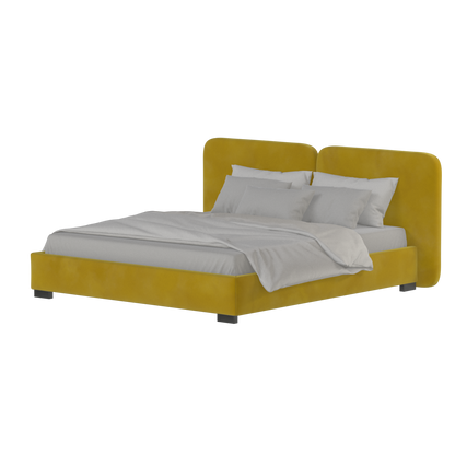 Lit double rembourré Chloé en tissu tissé doux