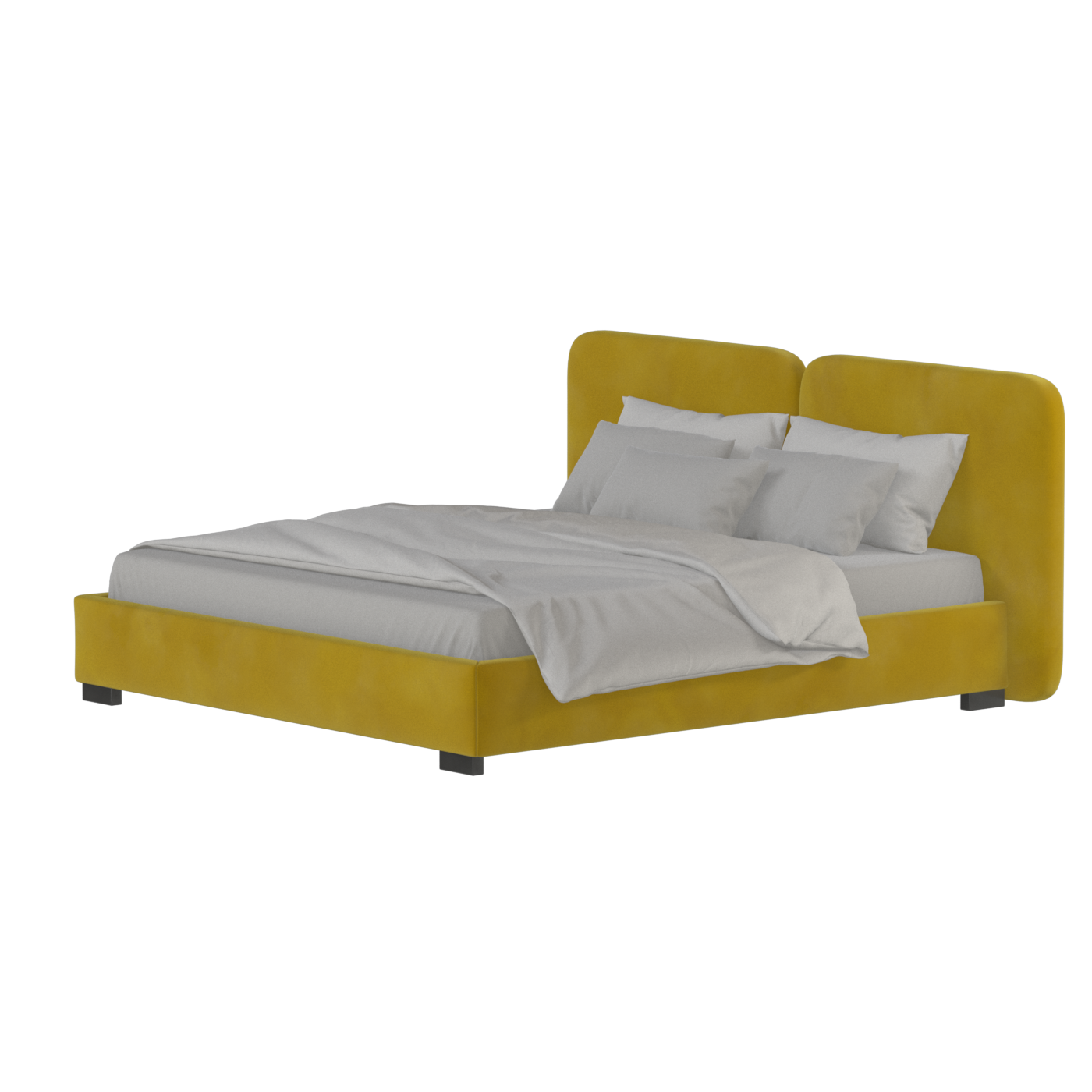 Lit double rembourré Chloé en tissu tissé doux