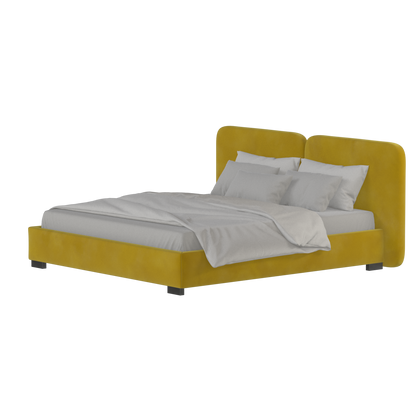 Lit double rembourré Chloé en tissu tissé doux