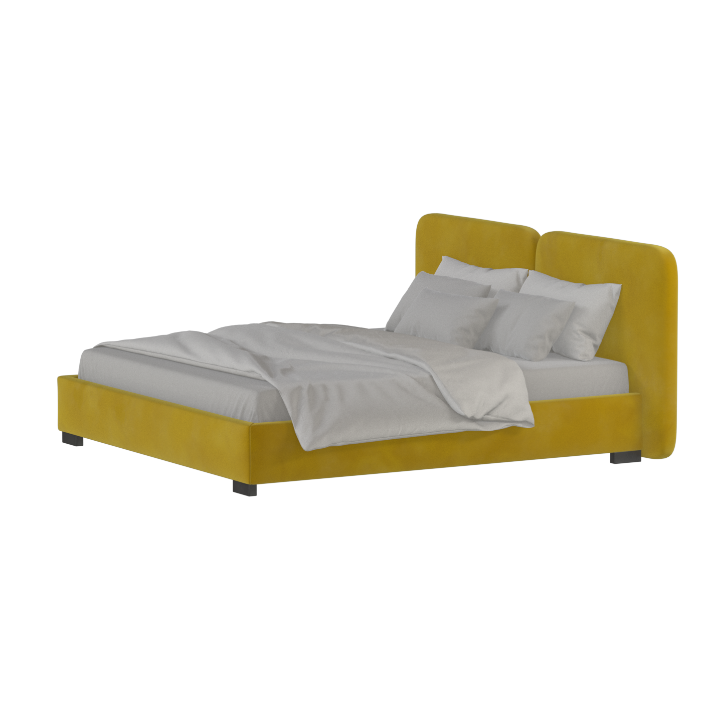 Lit double rembourré Chloé en tissu tissé doux