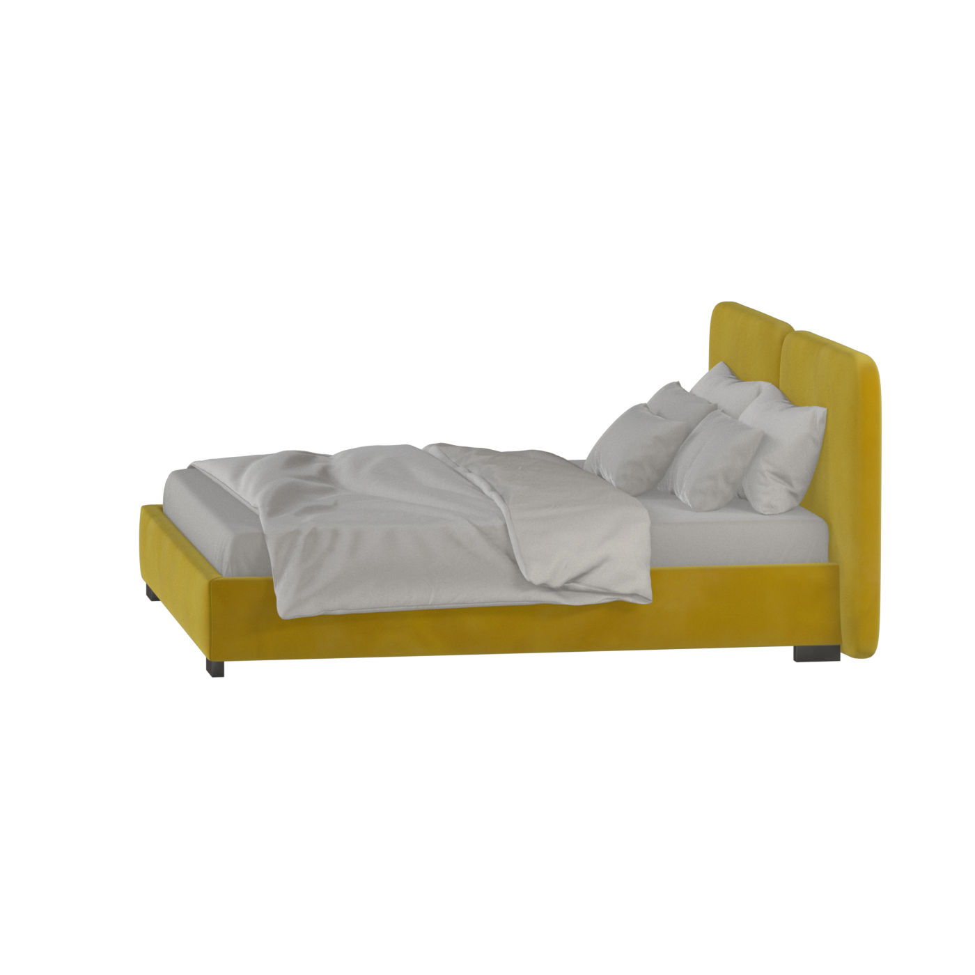 Lit double rembourré Chloé en tissu tissé doux