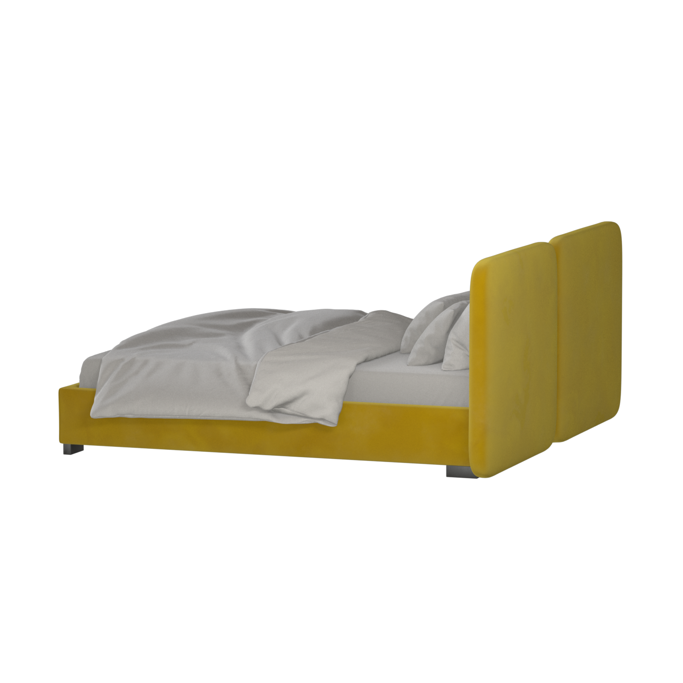 Lit double rembourré Chloé en tissu tissé doux