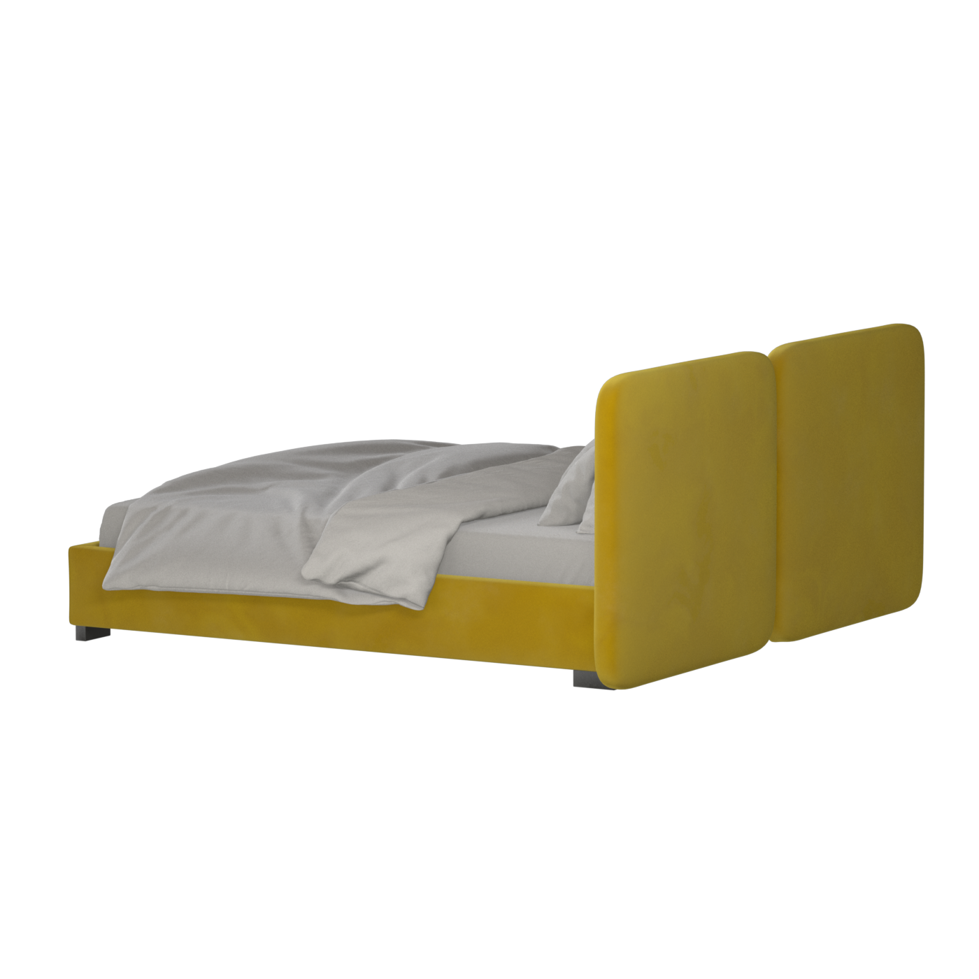 Lit double rembourré Chloé en tissu tissé doux