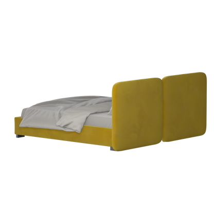 Lit double rembourré Chloé en tissu tissé doux