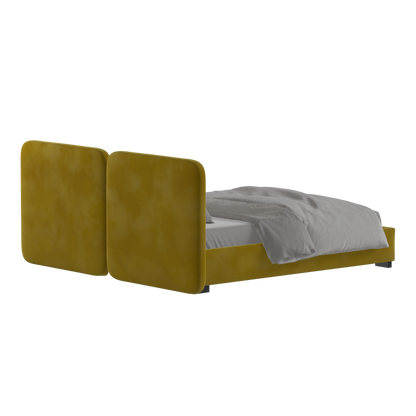 Lit double rembourré Chloé en tissu tissé doux