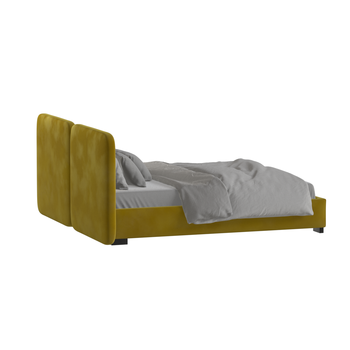 Lit double rembourré Chloé en tissu tissé doux