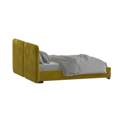 Lit double rembourré Chloé en tissu tissé doux