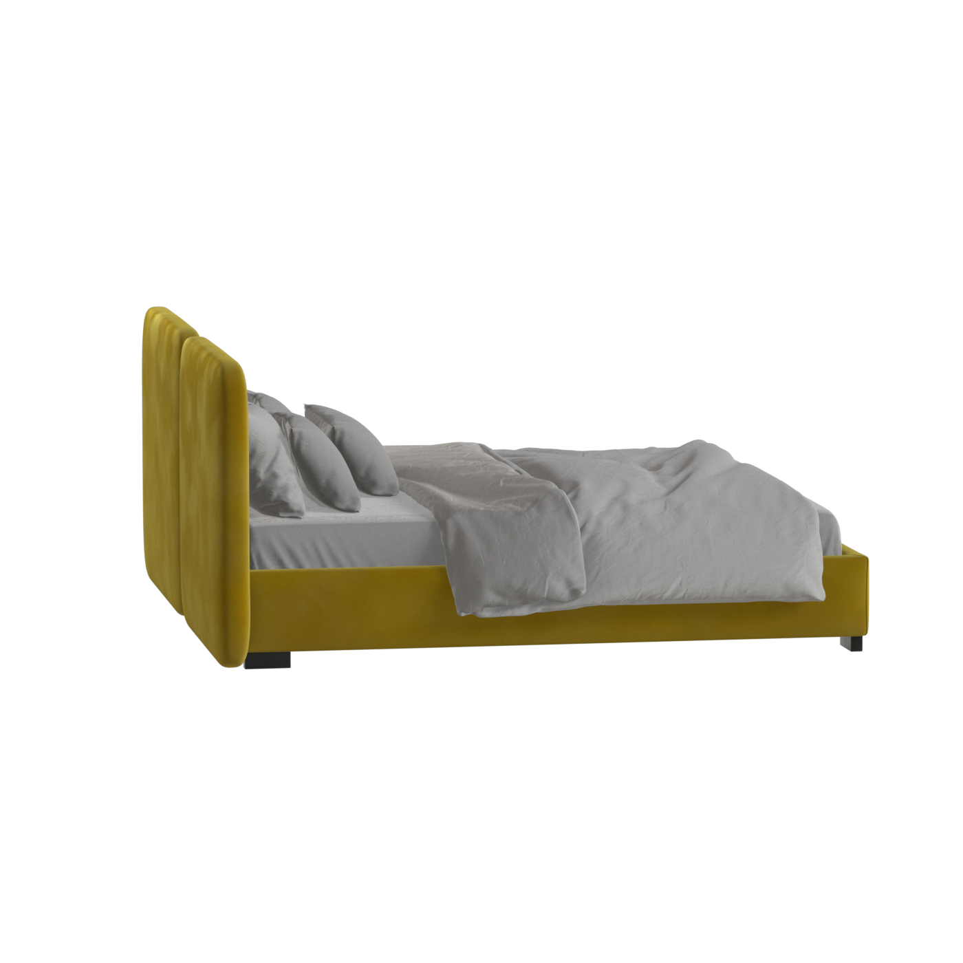 Lit double rembourré Chloé en tissu tissé doux