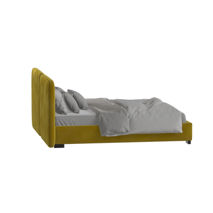 Lit double rembourré Chloé en tissu tissé doux