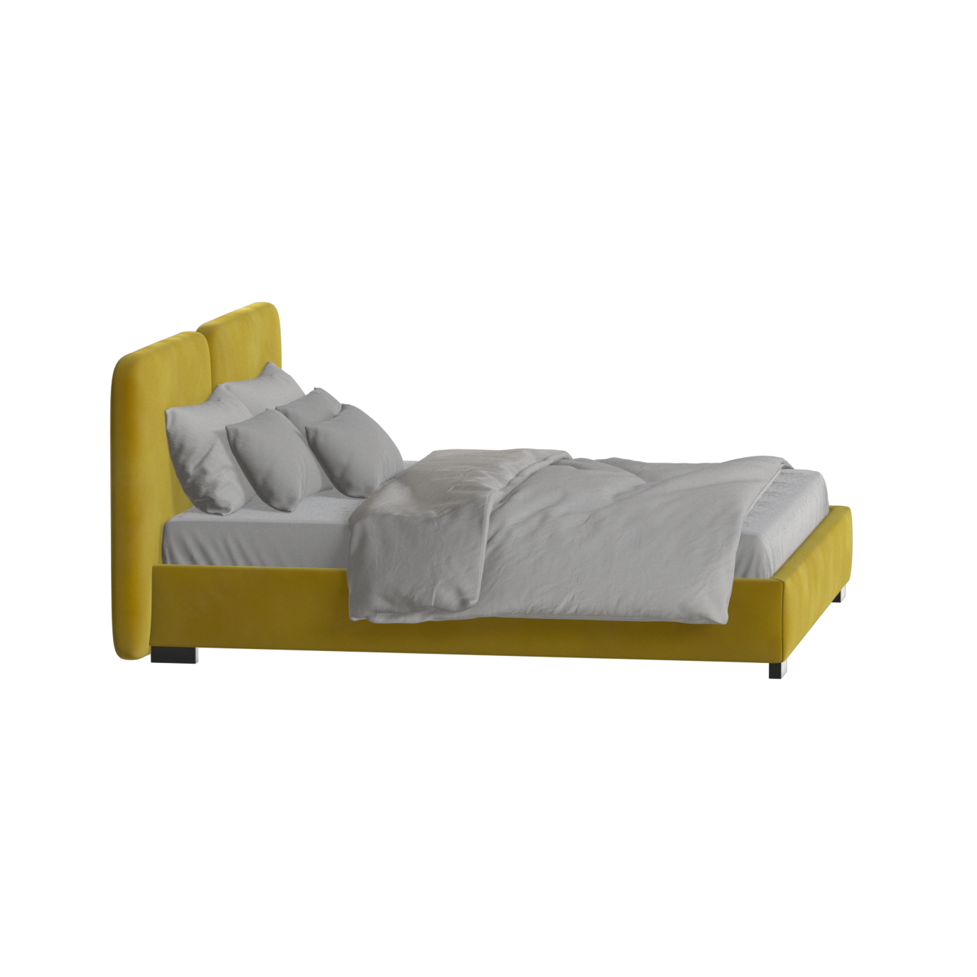 Lit double rembourré Chloé en tissu tissé doux