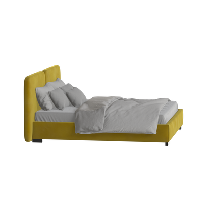 Lit double rembourré Chloé en tissu tissé doux