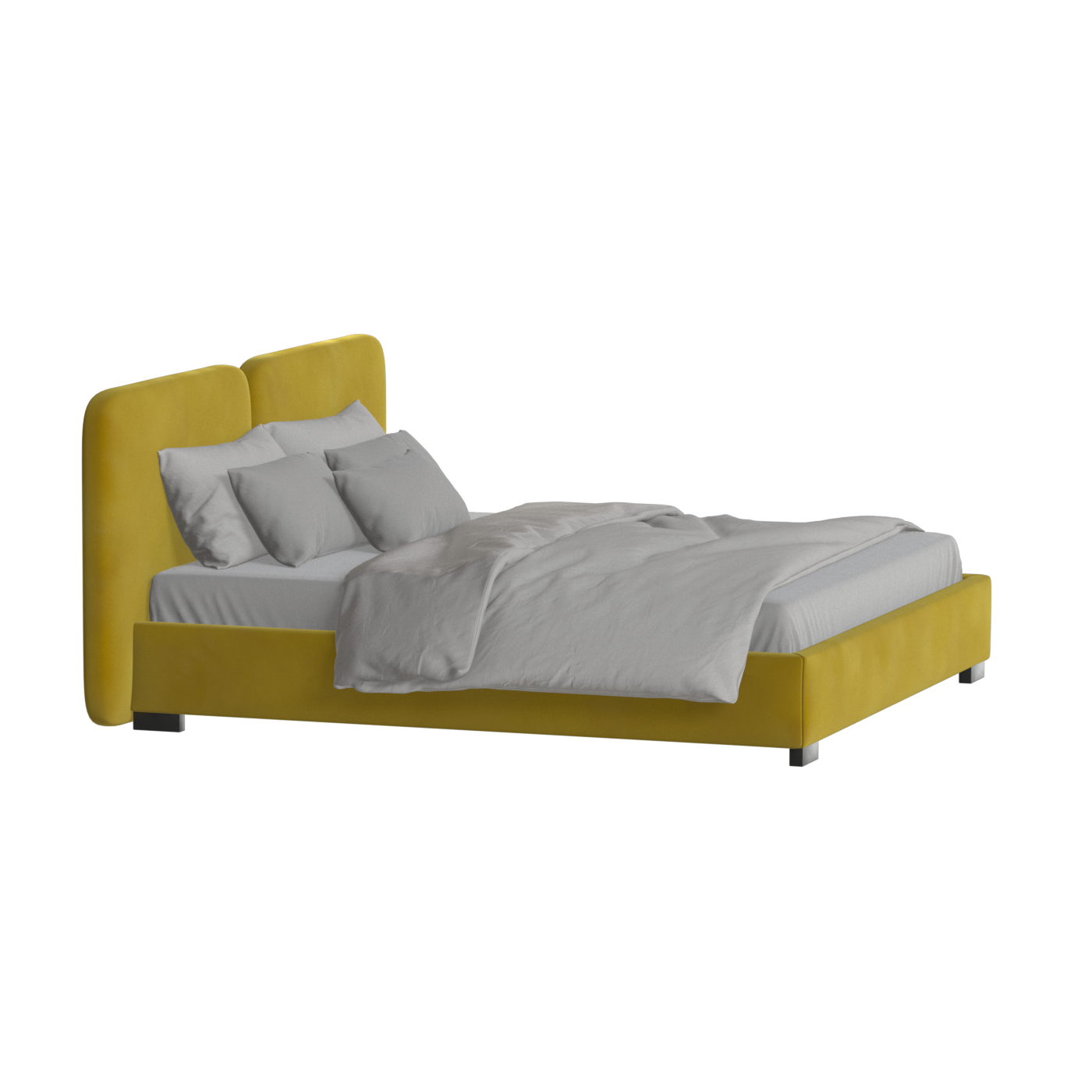 Lit double rembourré Chloé en tissu tissé doux