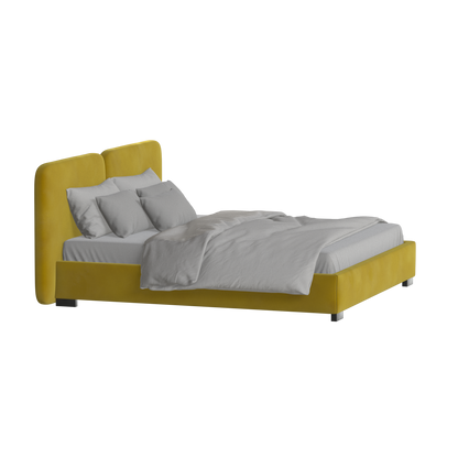 Lit double rembourré Chloé en tissu tissé doux