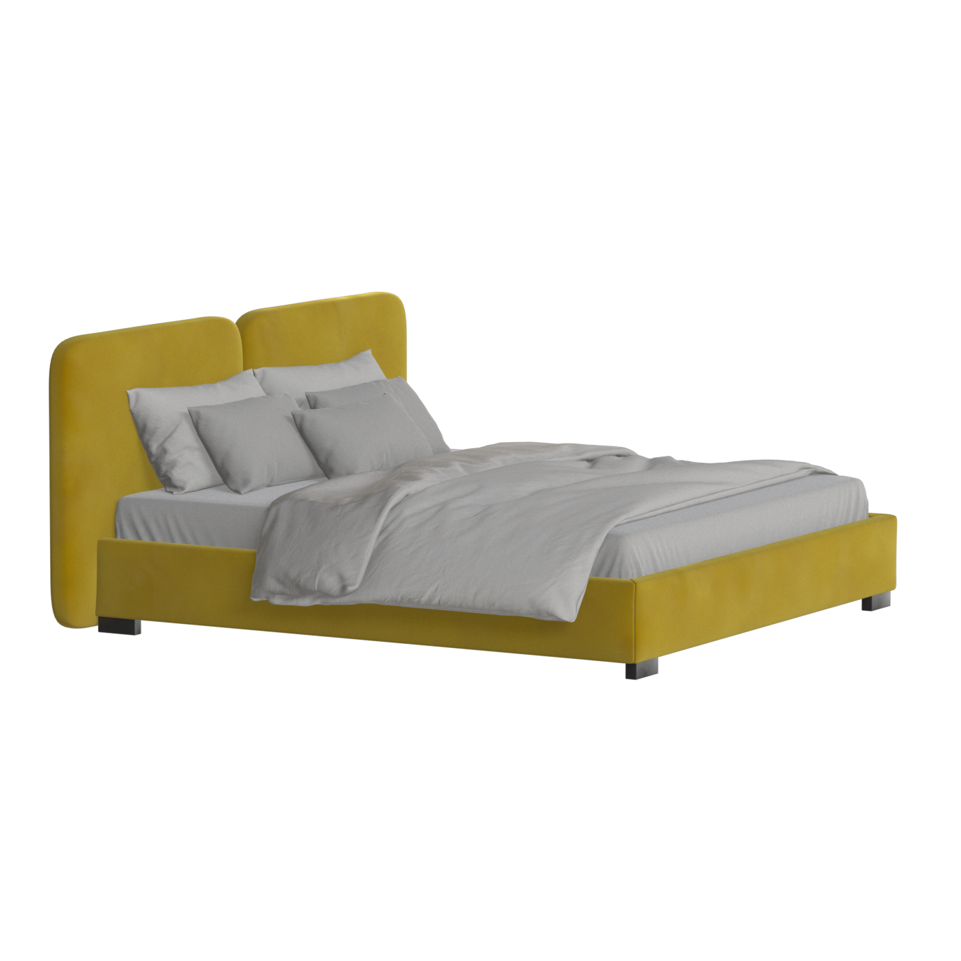 Lit double rembourré Chloé en tissu tissé doux