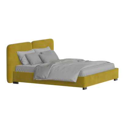 Lit double rembourré Chloé en tissu tissé doux