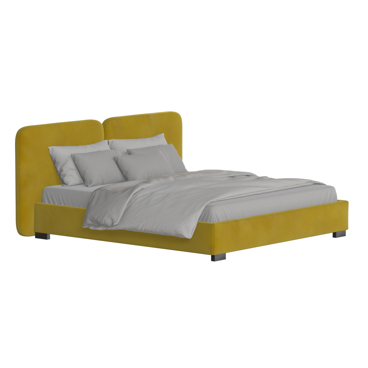 Lit double rembourré Chloé en tissu tissé doux