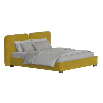 Lit double rembourré Chloé en tissu tissé doux