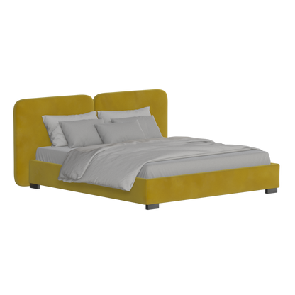 Lit double rembourré Chloé en tissu tissé doux