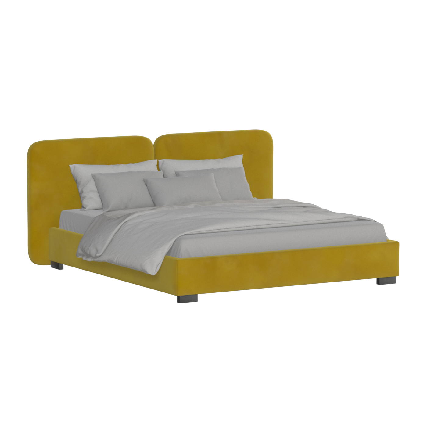 Lit double rembourré Chloé en tissu tissé doux