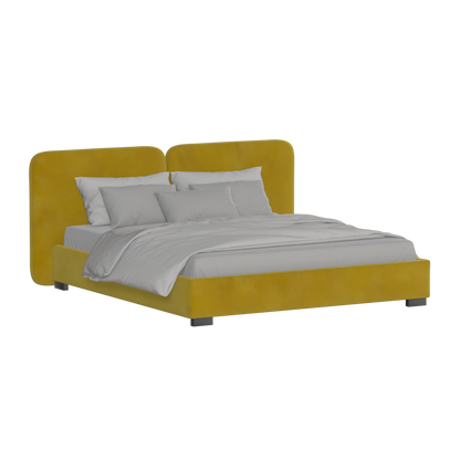 Lit double rembourré Chloé en tissu tissé doux