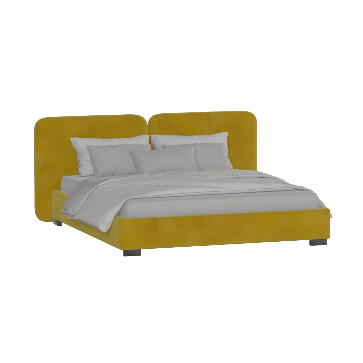 Lit double rembourré Chloé en tissu tissé doux