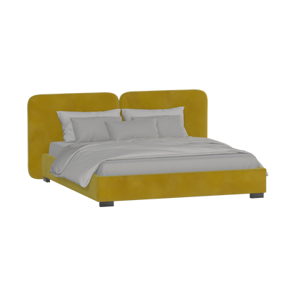 Lit double rembourré Chloé en tissu tissé doux