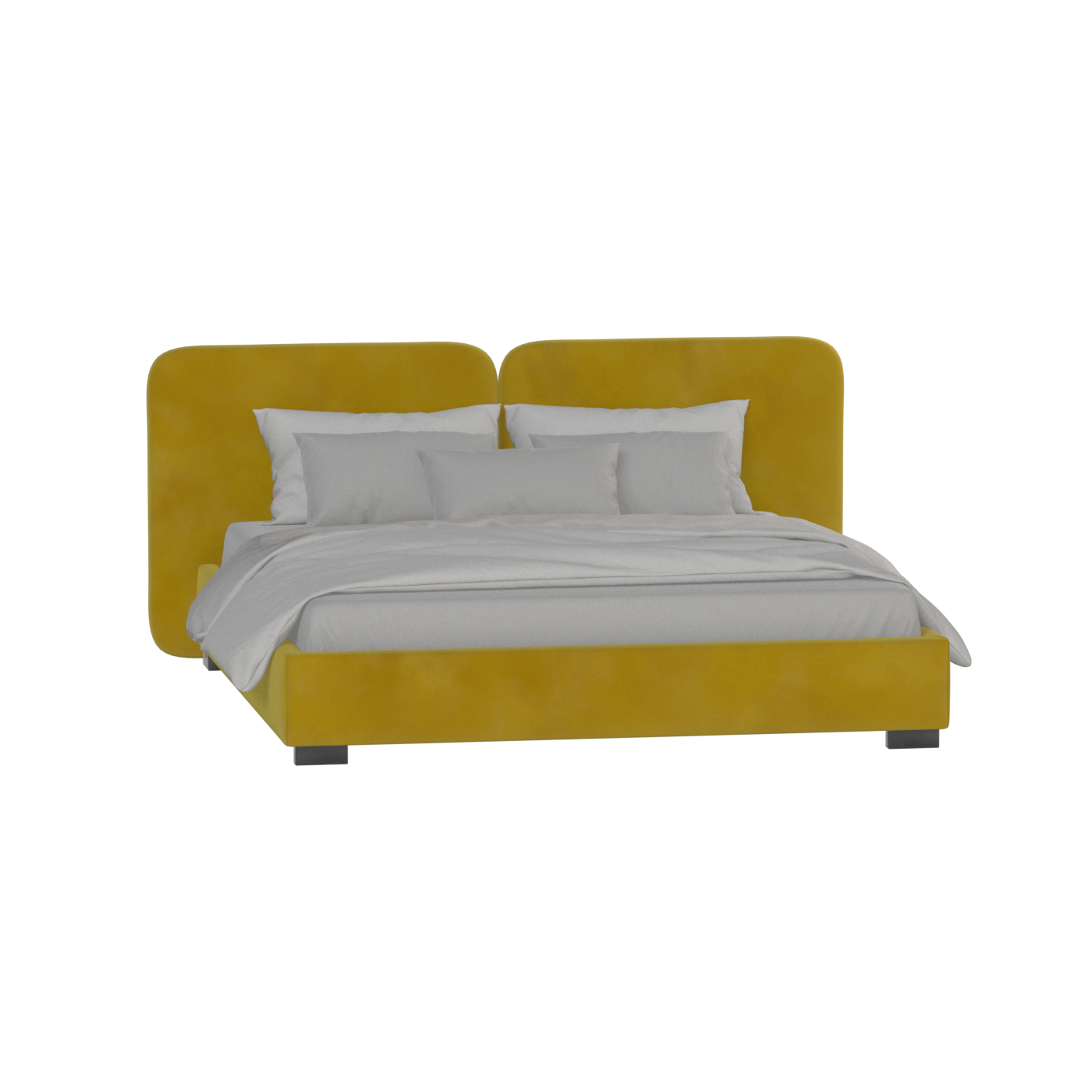 Lit double rembourré Chloé en tissu tissé doux