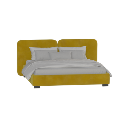 Lit double rembourré Chloé en tissu tissé doux