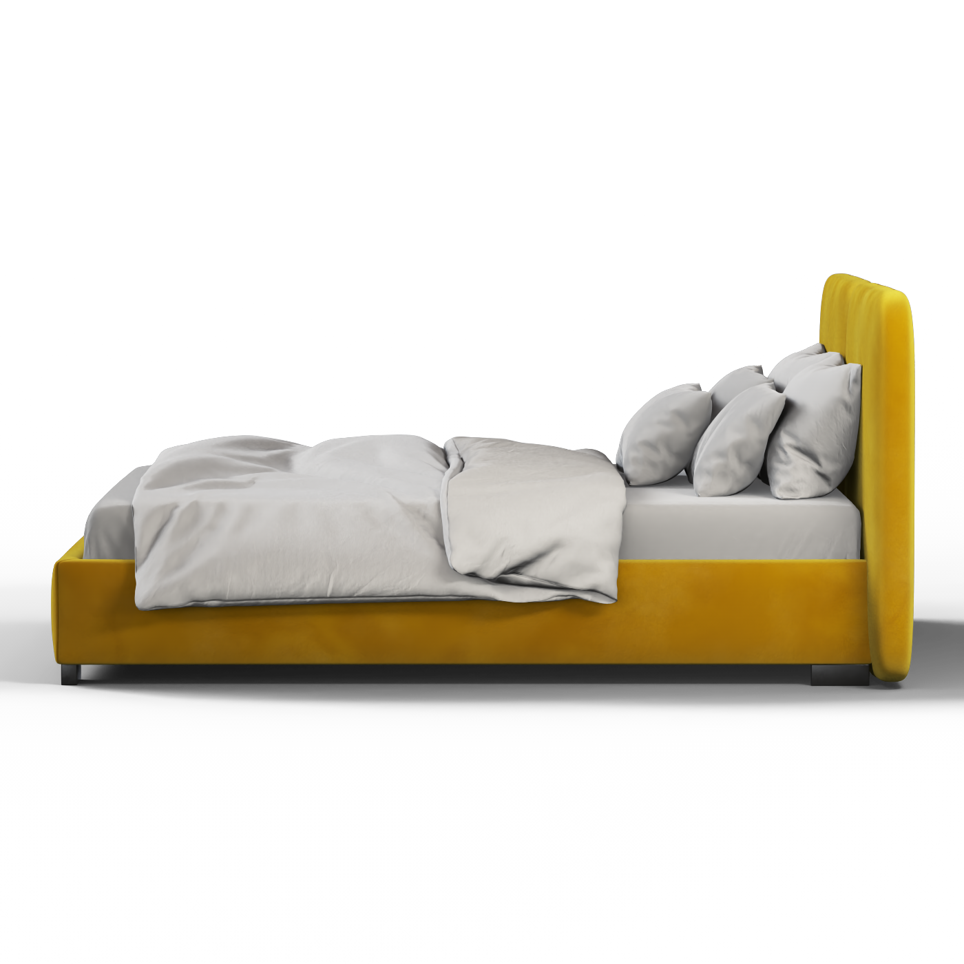 Lit double rembourré Chloé en tissu tissé doux