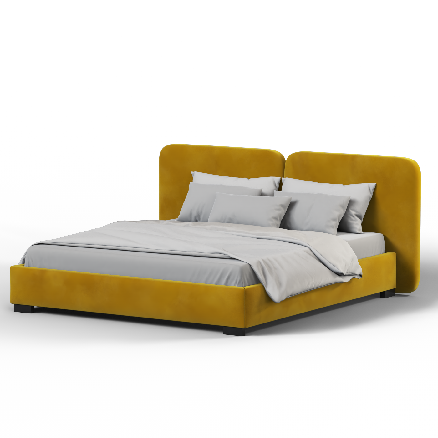 Lit double rembourré Chloé en tissu tissé doux