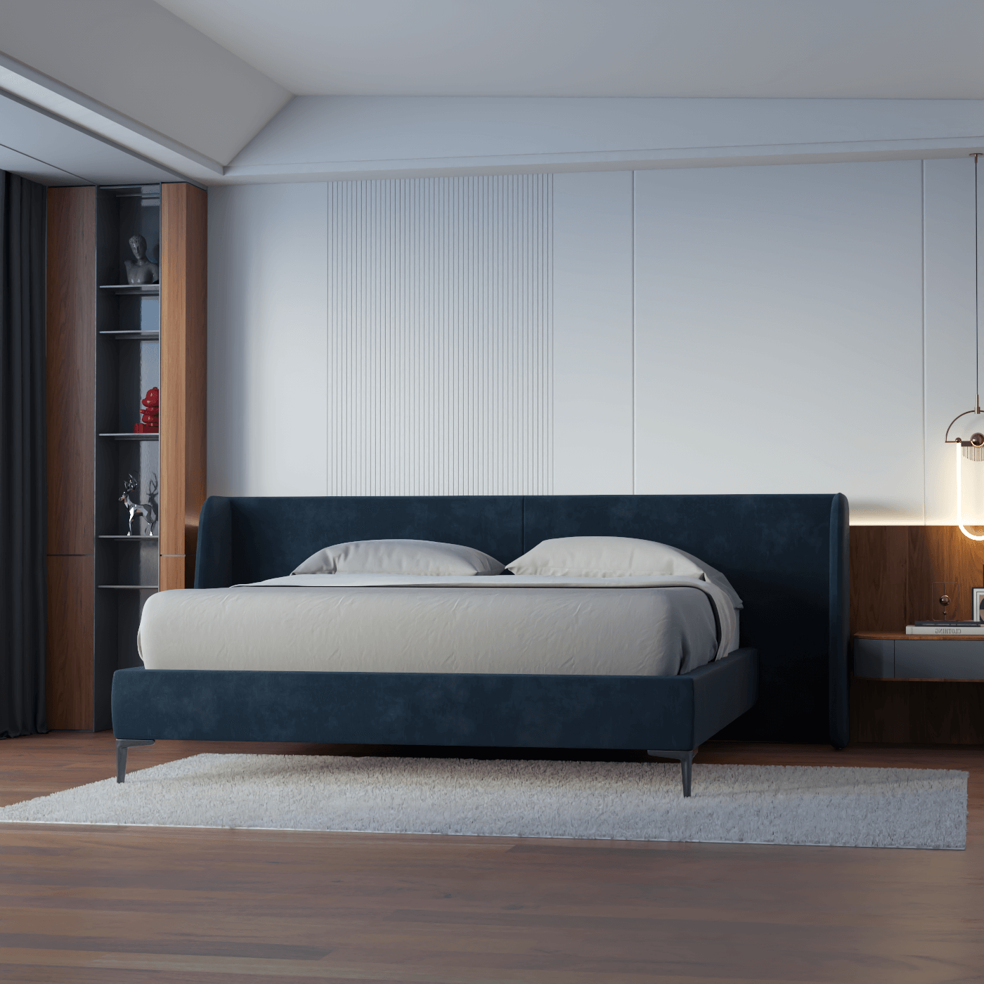 Abbey Upholstered Bed with Structured Headboard and Refined Lines