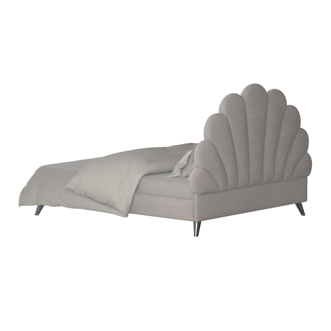 Evelina Curved Headboard Bed in Soft Upholstery