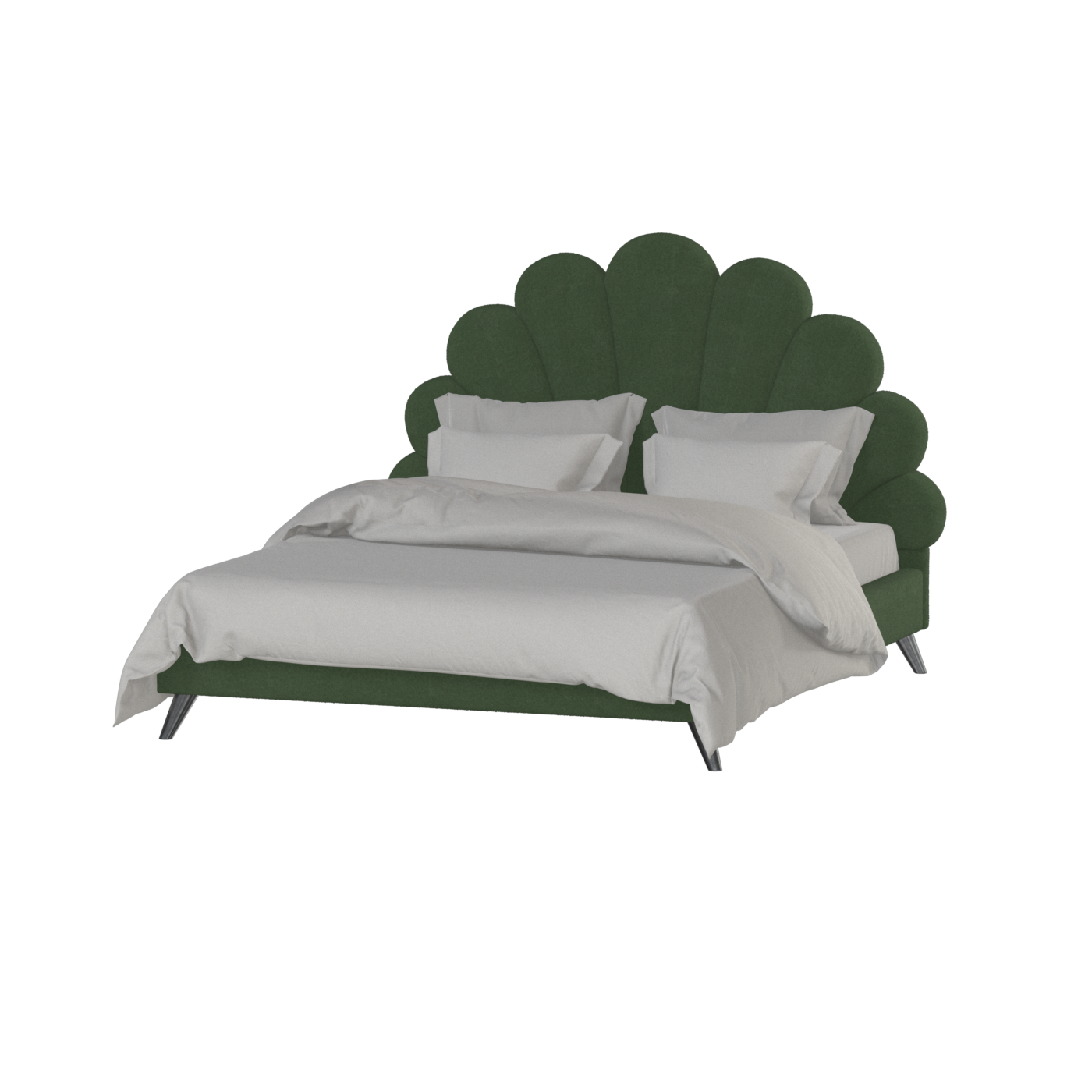 Evelina Curved Headboard Bed in Soft Upholstery