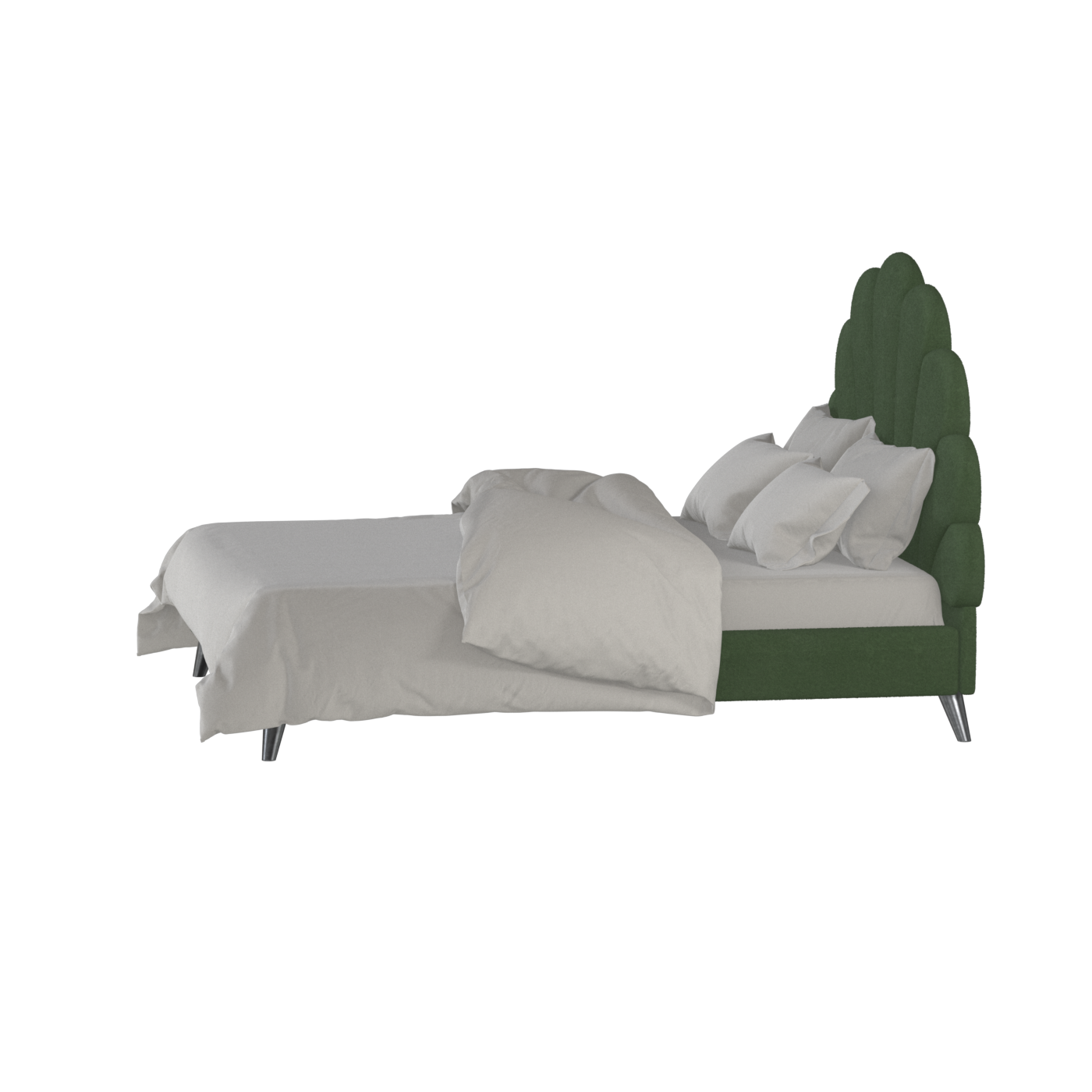 Evelina Curved Headboard Bed in Soft Upholstery