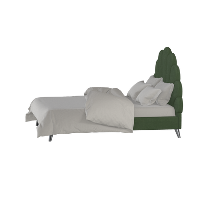 Evelina Curved Headboard Bed in Soft Upholstery