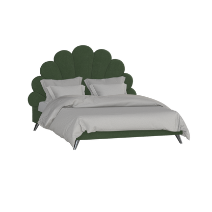 Evelina Curved Headboard Bed in Soft Upholstery