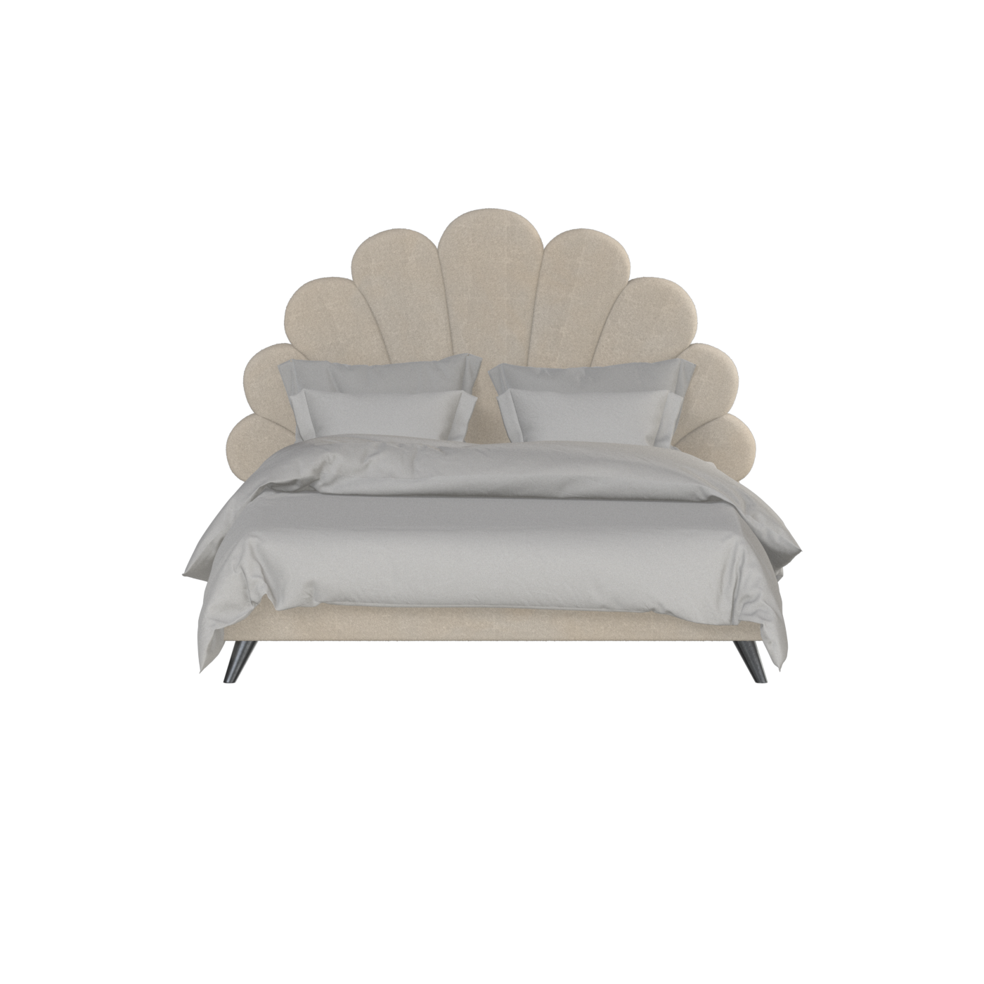 Evelina Curved Headboard Bed in Soft Upholstery