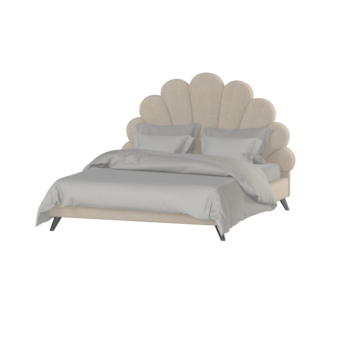 Evelina Curved Headboard Bed in Soft Upholstery