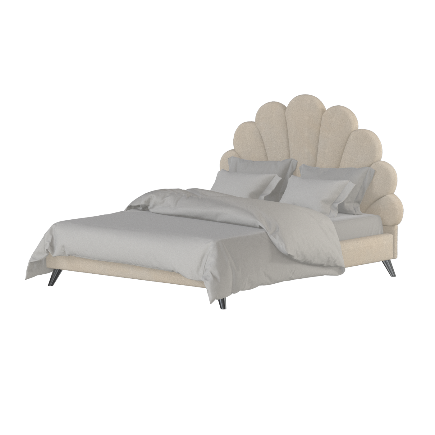 Evelina Curved Headboard Bed in Soft Upholstery