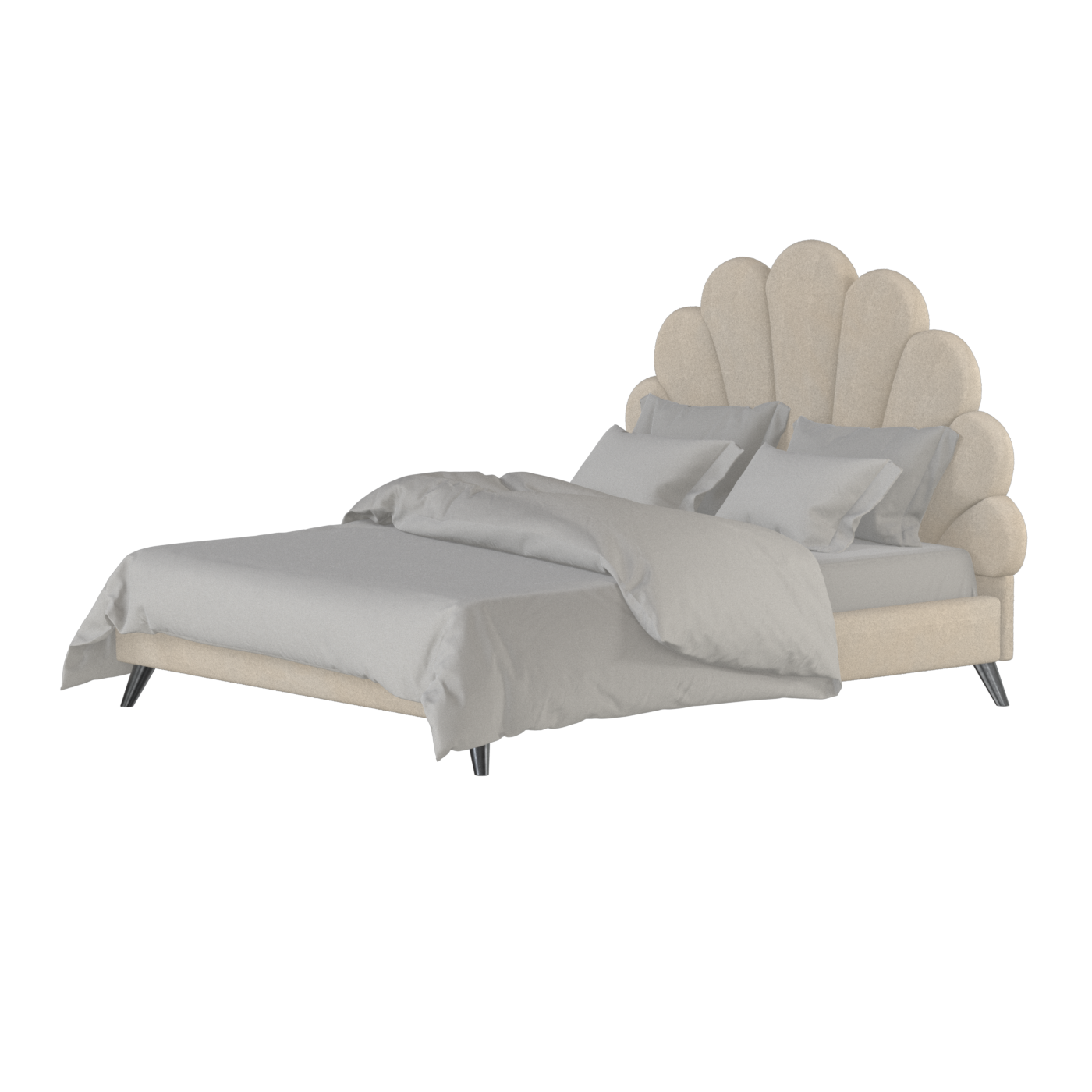 Evelina Curved Headboard Bed in Soft Upholstery