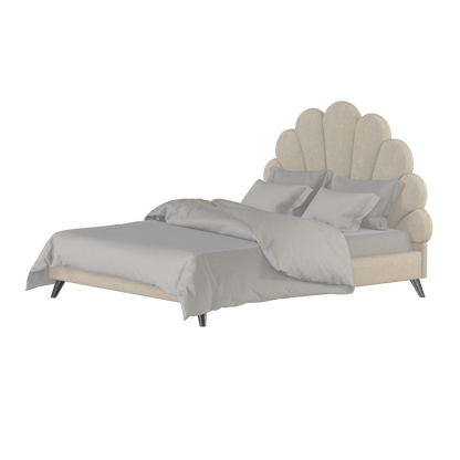 Evelina Curved Headboard Bed in Soft Upholstery