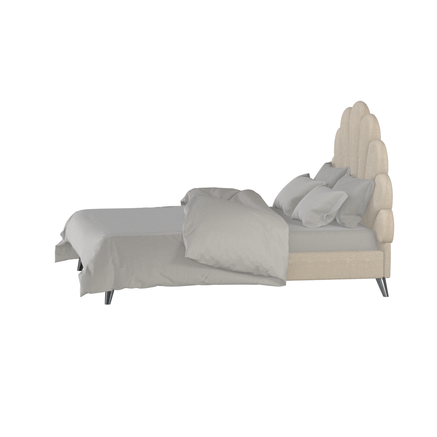 Evelina Curved Headboard Bed in Soft Upholstery