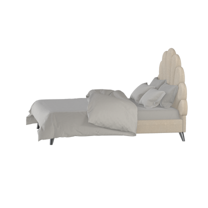 Evelina Curved Headboard Bed in Soft Upholstery