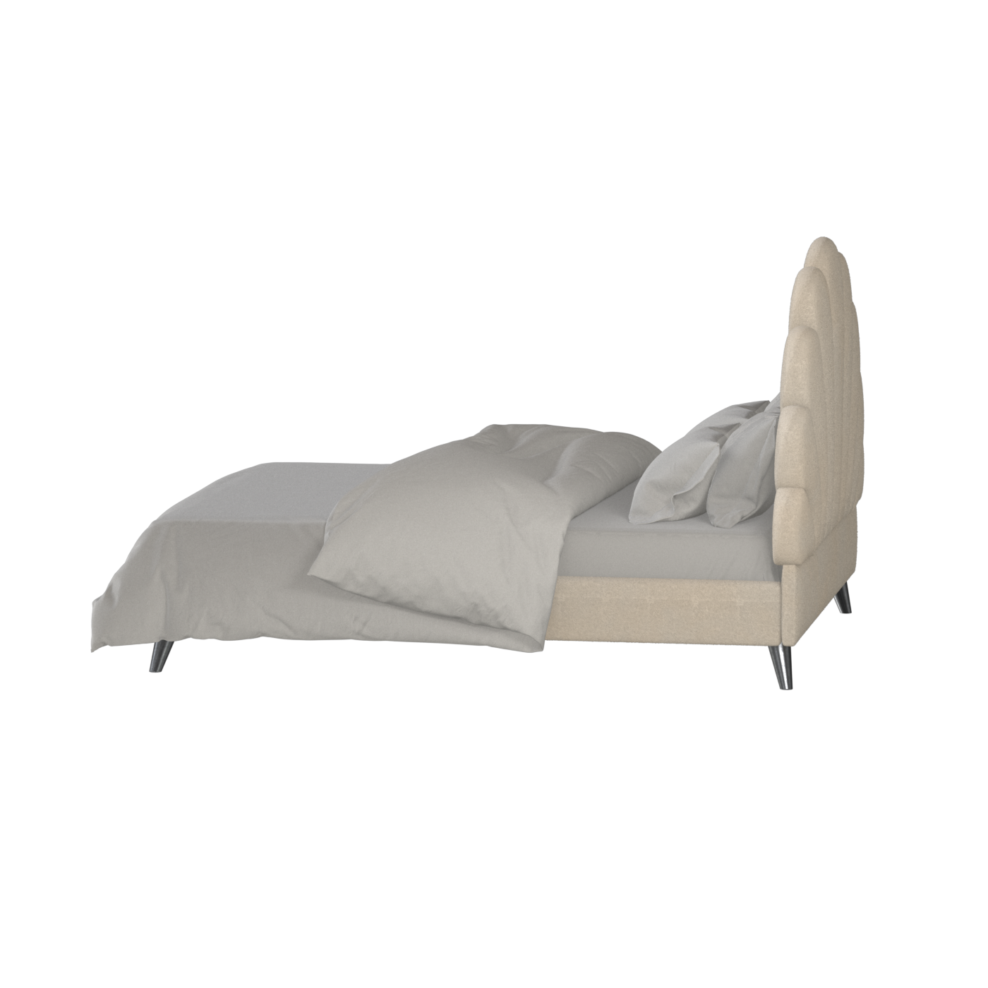 Evelina Curved Headboard Bed in Soft Upholstery