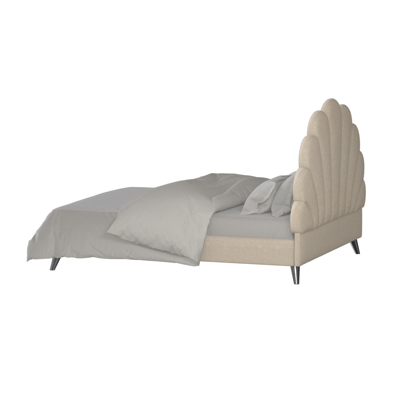 Evelina Curved Headboard Bed in Soft Upholstery