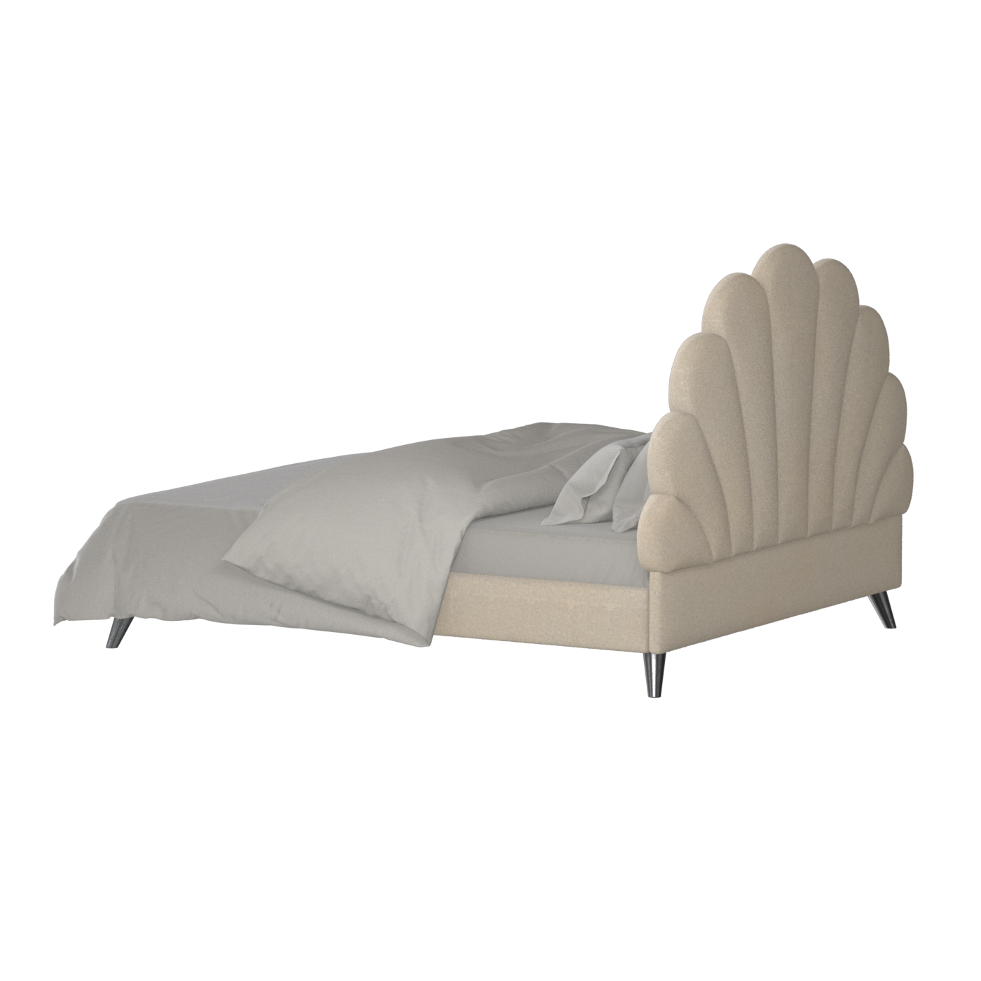 Evelina Curved Headboard Bed in Soft Upholstery