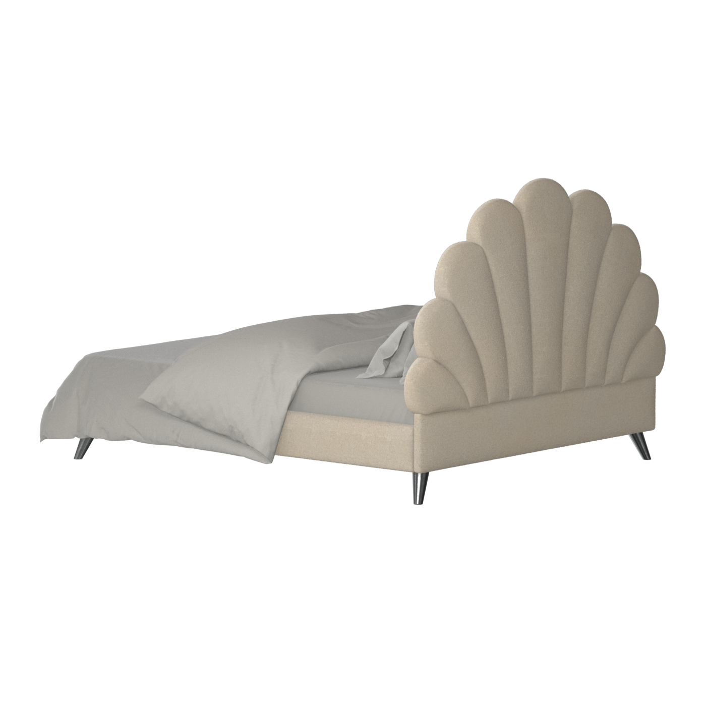 Evelina Curved Headboard Bed in Soft Upholstery