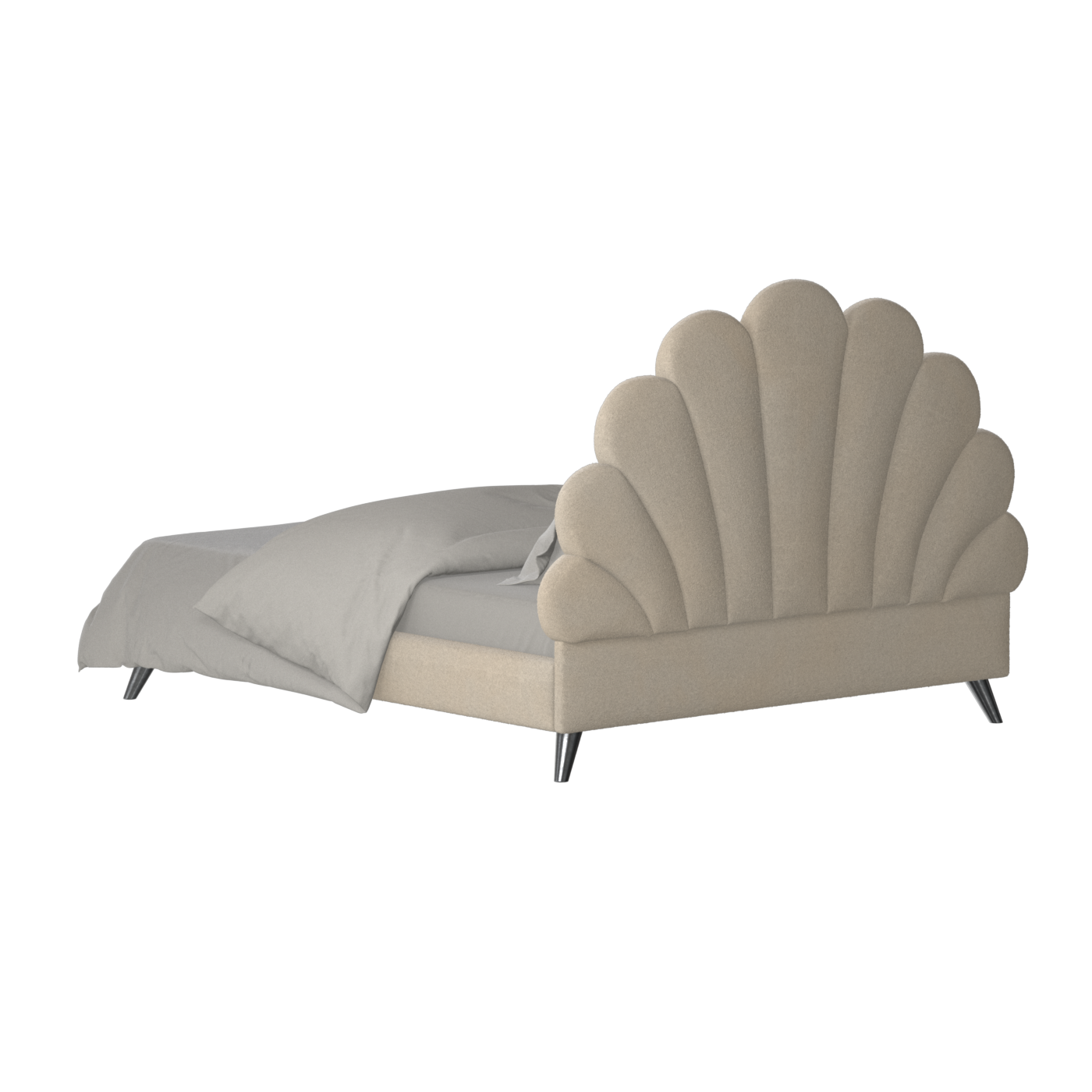 Evelina Curved Headboard Bed in Soft Upholstery