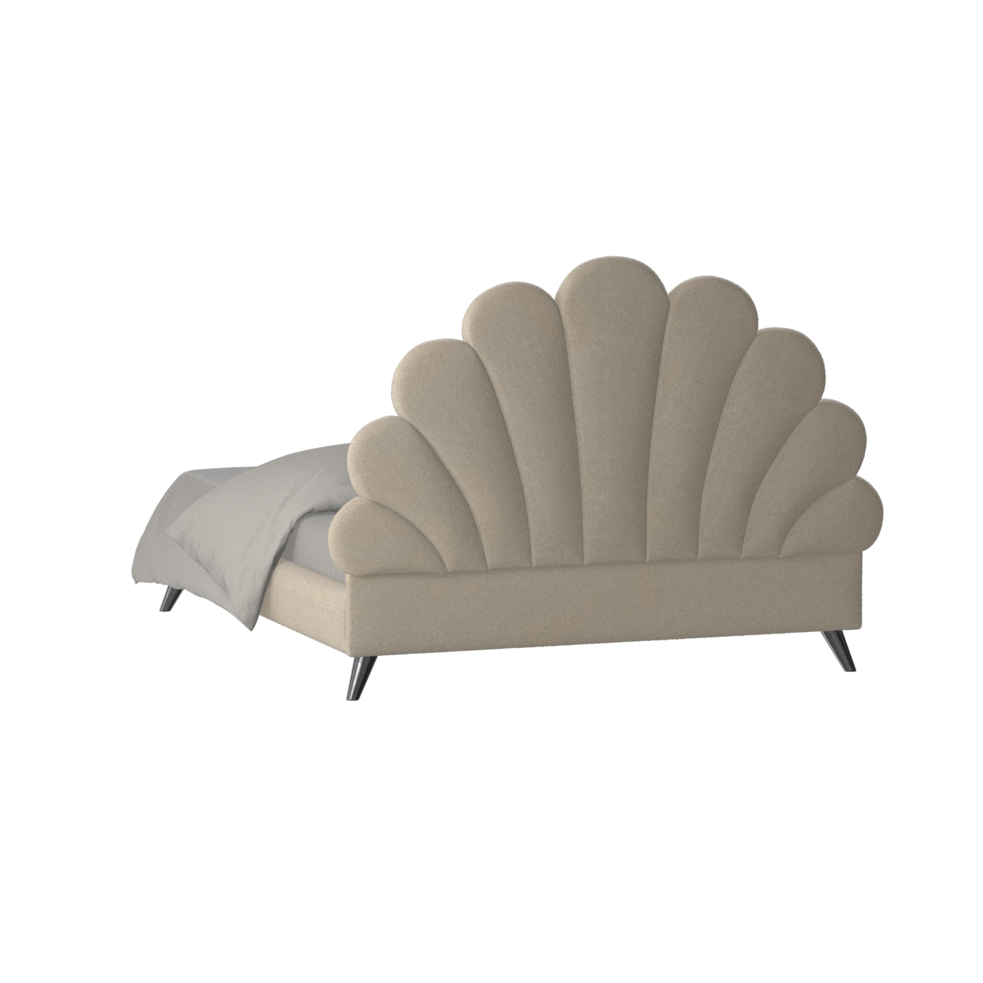 Evelina Curved Headboard Bed in Soft Upholstery